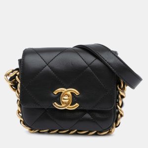Chanel Black Leather Mini Quilted Framing Chain Flap Bag, Shoulder Bags - Luxury Closet catalog