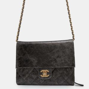 Chanel  Silver/Black Cc Logo Turnlock Chain Leather Shoulder Bag, Shoulder Bags - Luxury Closet catalog
