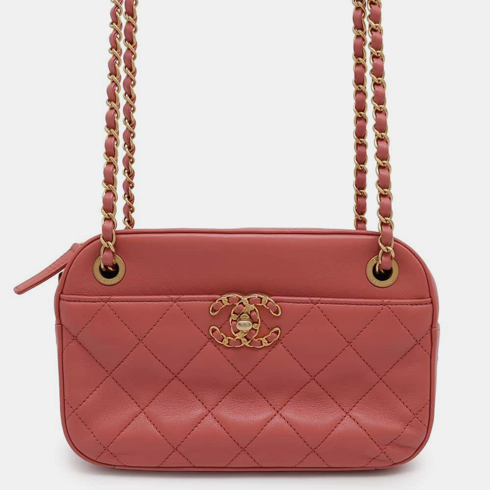 Chanel Pink Lambskin Leather Camera Shoulder Bag, Shoulder Bags - Luxury Closet catalog