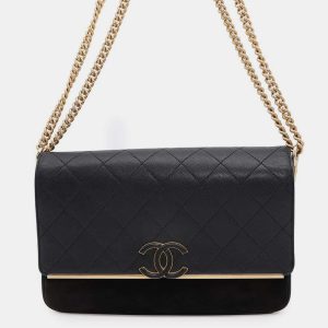 Chanel Matelasse Cc Logo Chain Black Caviar Leather Suede Shoulder Bag, Shoulder Bags - Luxury Closet catalog