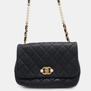 Chanel Black Calf Leather CC Pearl Shoulder Bag, Shoulder Bags - Luxury Closet catalog