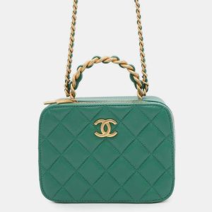 Chanel Green Lambskin Matelasse Vanity Chain Shoulder Bag, Satchels - Luxury Closet catalog