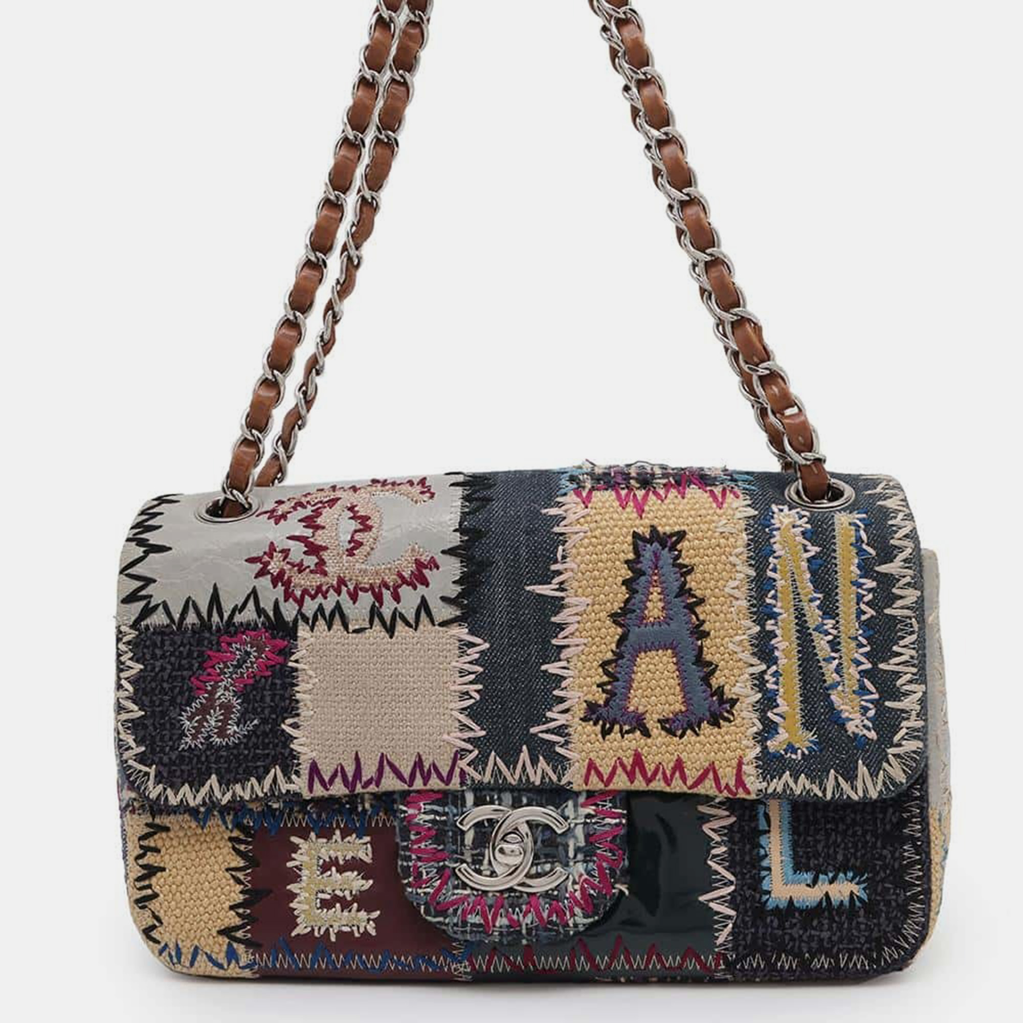 Chanel Multicolor Denim Canvas Leather Patchwork Chain Shoulder Bag, Shoulder Bags - Luxury Closet catalog