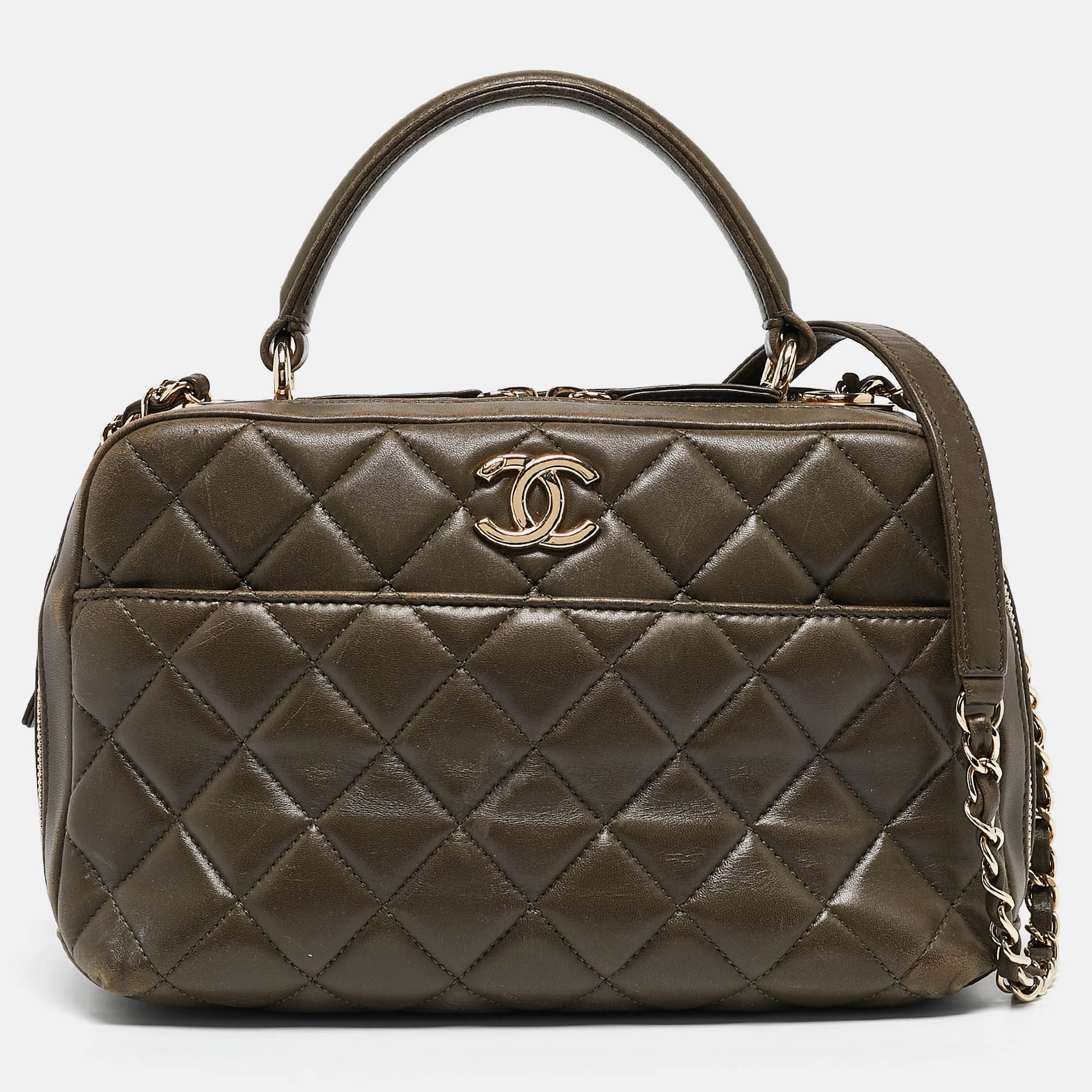 Chanel Green Quilted Leather Medium Trendy CC Bowling Bag, Satchels - Luxury Closet catalog