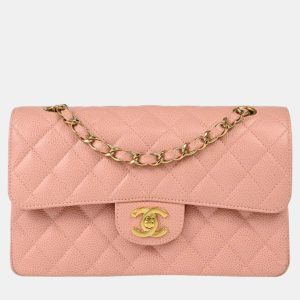 Chanel Pink Calfskin Small Classic Double Flap Shoulder Bag, Shoulder Bags - Luxury Closet catalog