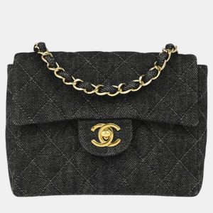 Chanel Black Denim Mini Classic Square Flap Shoulder Bag, Shoulder Bags - Luxury Closet catalog