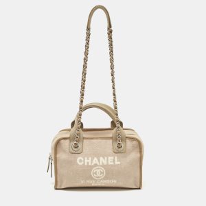 Chanel Beige Canvas Deauville Bowler Bag, Satchels - Luxury Closet catalog