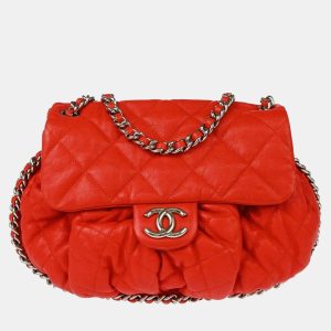 Chanel Red Lambskin Around Chain Shoulder Bag, Shoulder Bags - Luxury Closet catalog