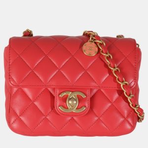 Chanel Red Quilted Lambskin Coco Pins Mini Flap Bag, Shoulder Bags - Luxury Closet catalog