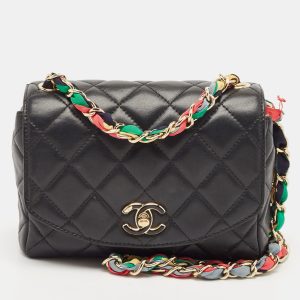 Chanel Black Quilted Leather Ribbon Chain Flap Bag, Shoulder Bags - Luxury Closet catalog