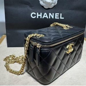 Chanel Black Lambskin Matelass&eacute; Chain Vanity bag, Shoulder Bags - Luxury Closet catalog