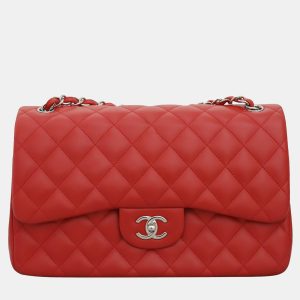 Chanel Red Quilted Lambskin Leather Jumbo Classic Double Flap Bag, Shoulder Bags - Luxury Closet catalog