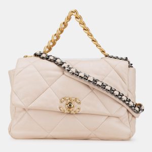Chanel Beige Large Lambskin 19 Flap Shoulder Bag, Shoulder Bags - Luxury Closet catalog