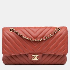 Chanel Orange Medium Classic Chevron Lambskin Double Flap Shoulder Bag, Shoulder Bags - Luxury Closet catalog