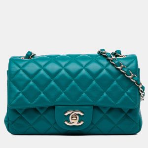 Chanel Blue Mini Rectangular Classic Lambskin Single Flap Shoulder Bag, Shoulder Bags - Luxury Closet catalog