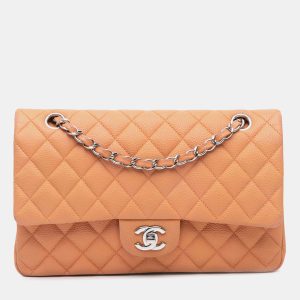 Chanel Orange Medium Classic Caviar Double Flap Bag, Shoulder Bags - Luxury Closet catalog