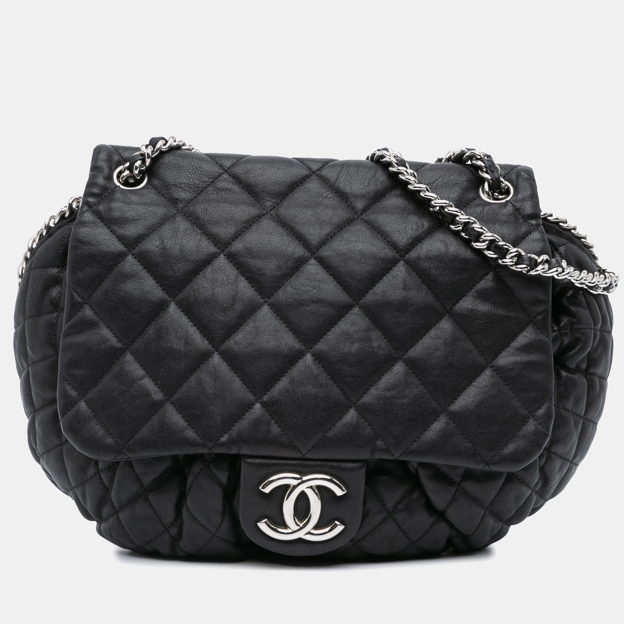 Chanel Black Large Lambskin Chain Around Flap Bag, Shoulder Bags - Luxury Closet catalog