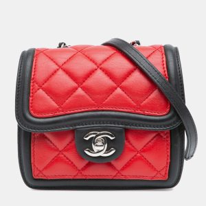 Chanel Red Mini Square Lambskin Graphic Flap Crossbody Bag, Handbags - Luxury Closet catalog