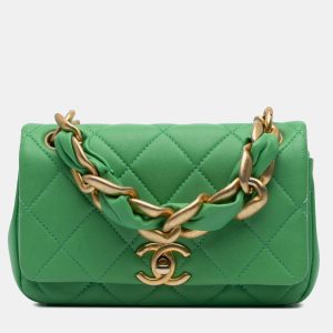 Chanel Green Small Quilted Lambskin Chain Is More Flap Bag, Satchels - Luxury Closet catalog