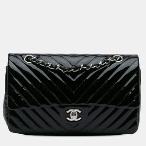 Chanel Black Medium Classic Chevron Patent Double Flap Bag, Shoulder Bags - Luxury Closet catalog