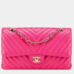 Chanel Pink Lambskin Medium Classic Chevron Double Flap Shoulder Bag, Shoulder Bags - Luxury Closet catalog