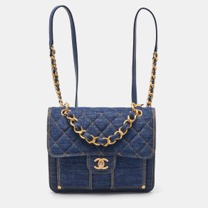 Chanel Blue Quilted Denim CC Flap Double You Backpack, Backpacks - Luxury Closet catalog