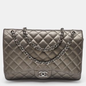 Chanel Grey Quilted Leather Maxi Classic Double Flap Bag, Shoulder Bags - Luxury Closet catalog