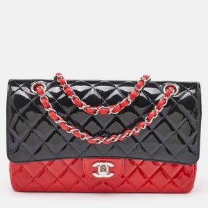 Chanel Black/Red Quilted Patent Leather Medium Classic Double Flap Bag, Shoulder Bags - Luxury Closet catalog