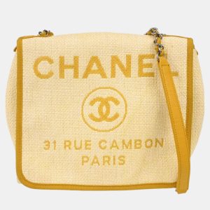 Chanel Yellow Straw Deauville Shoulder Bag, Shoulder Bags - Luxury Closet catalog