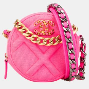 Chanel Pink Jersey 19 Round Clutch on Chain Bag, Clutches & Special Occasion Bags - Luxury Closet catalog