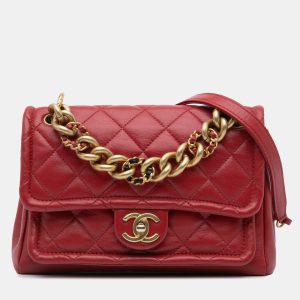Chanel Red Quilted Lambskin Small Chain Link Flap Bag, Shoulder Bags - Luxury Closet catalog