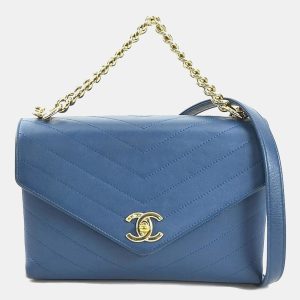 Chanel Blue Leather V-Stitch Shoulder Bag, Shoulder Bags - Luxury Closet catalog