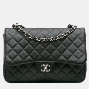 Chanel Black Caviar Leather Jumbo Classic Single Flap Bag, Shoulder Bags - Luxury Closet catalog