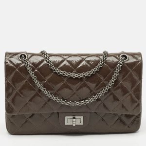 Chanel Olive Green Quilted Patent Leather Classic 227 Reissue 2.55 Flap Bag, Shoulder Bags - Luxury Closet catalog