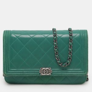 Chanel Green Quilted Leather Boy Wallet On Chain, Wallets & Money Clips - Luxury Closet catalog