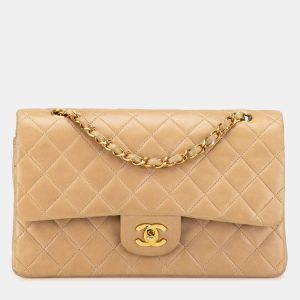 Chanel Beige Medium Classic Lambskin Double Flap Bag, Shoulder Bags - Luxury Closet catalog