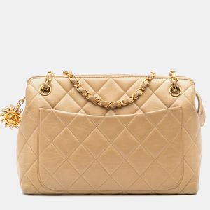 Chanel Beige Quilted Lambskin Sun Charm Chain Crossbody Bag, Shoulder Bags - Luxury Closet catalog