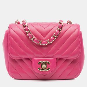 Chanel Pink Chevron Lambskin Mini Classic Single Flap Shoulder Bag, Shoulder Bags - Luxury Closet catalog