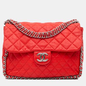 Chanel Red Maxi Washed Lambskin Chain Around Flap Bag, Shoulder Bags - Luxury Closet catalog
