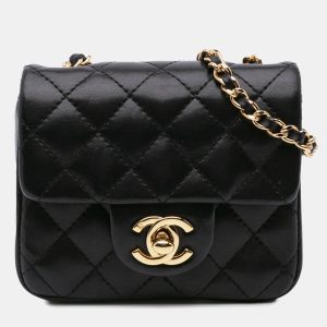 Chanel Black Quilted Lambskin Micro Single Flap Bag, Shoulder Bags - Luxury Closet catalog