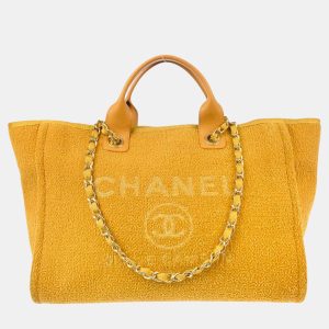 Chanel Yellow Fabric Medium Deauville Tote Bag, Tote Handbags - Luxury Closet catalog
