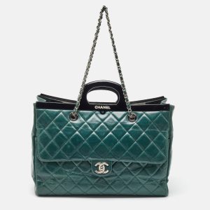 Chanel Dark Green Quilted Leather CC Delivery Bag, Tote Handbags - Luxury Closet catalog