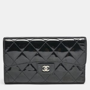 Chanel Black Quilted Patent Leather CC Flap Continental Wallet, Wallets & Money Clips - Luxury Closet catalog