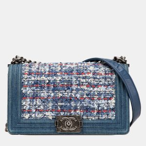Chanel Blue Denim Tweed Medium Boy Bag, Shoulder Bags - Luxury Closet catalog