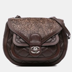 Chanel Dark Brown Lambskin Pony Hair Paris-Salzburg Saddle Crossbody Bag, Shoulder Bags - Luxury Closet catalog