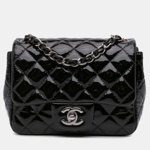 Chanel Black Patent Leather Mini Square Classic Single Flap Bag, Shoulder Bags - Luxury Closet catalog
