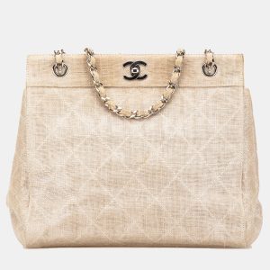 Chanel Beige Quilted Canvas Classic Chain Tote Bag, Tote Handbags - Luxury Closet catalog