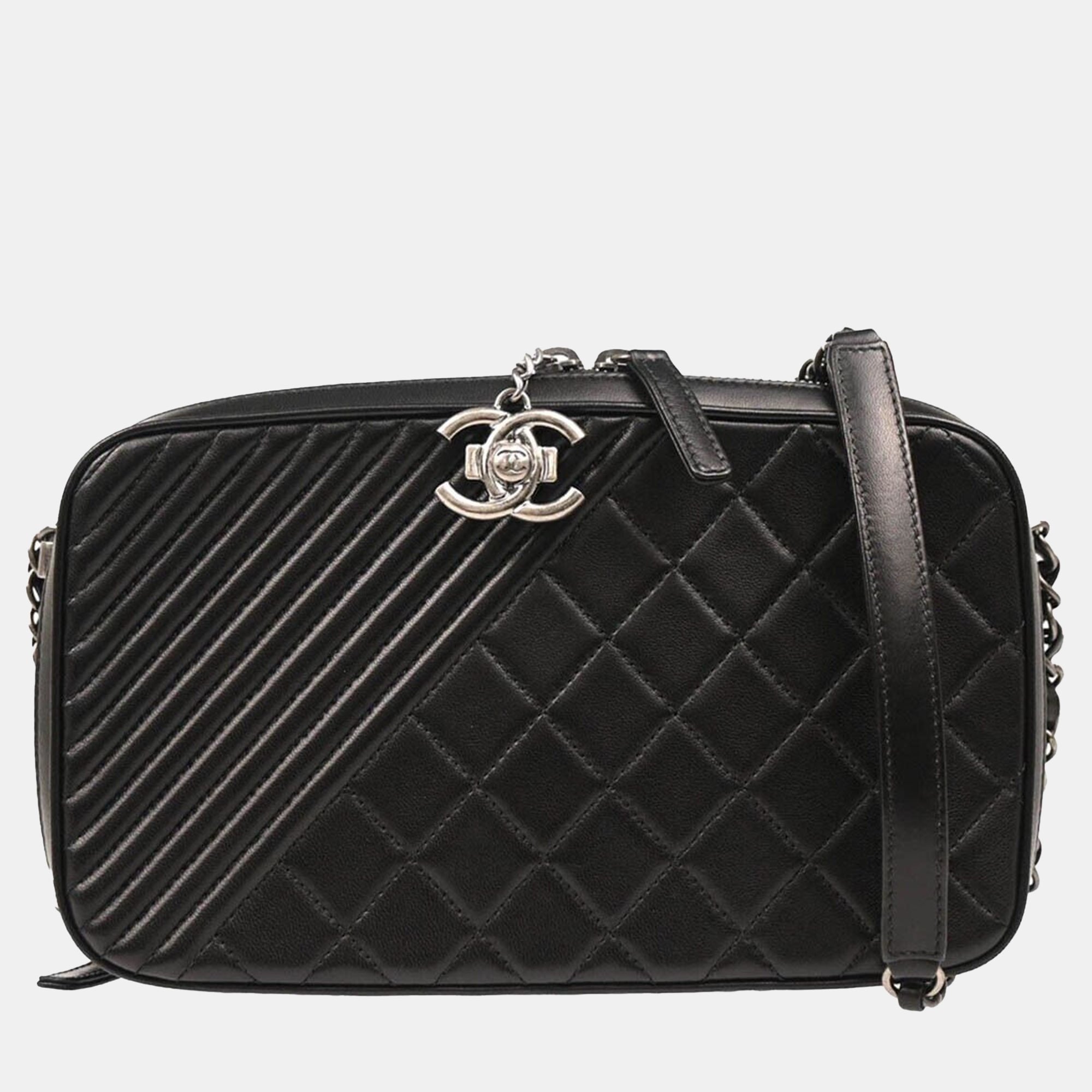 Chanel Black Lambskin Camera Shoulder Bag, Shoulder Bags - Luxury Closet catalog