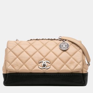 Chanel Beige/Black CC Bicolor Quilted Calfskin and Caviar Single Flap Bag, Shoulder Bags - Luxury Closet catalog