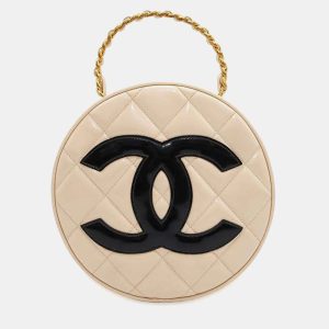 Chanel Round Vanity Handbag Beige Patent Leather, Handbags - Luxury Closet catalog